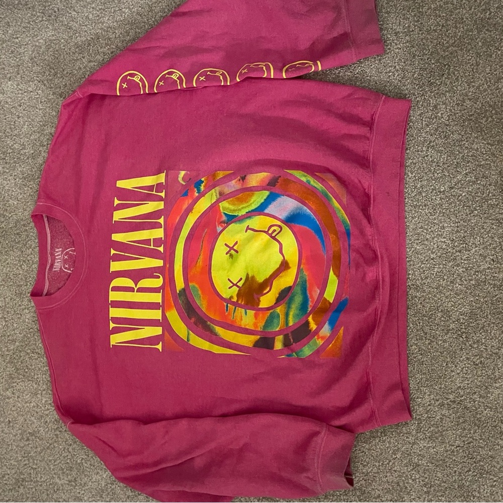 Urban Outfitters Nirvana Women’s Pink Graphic Sweatshirt